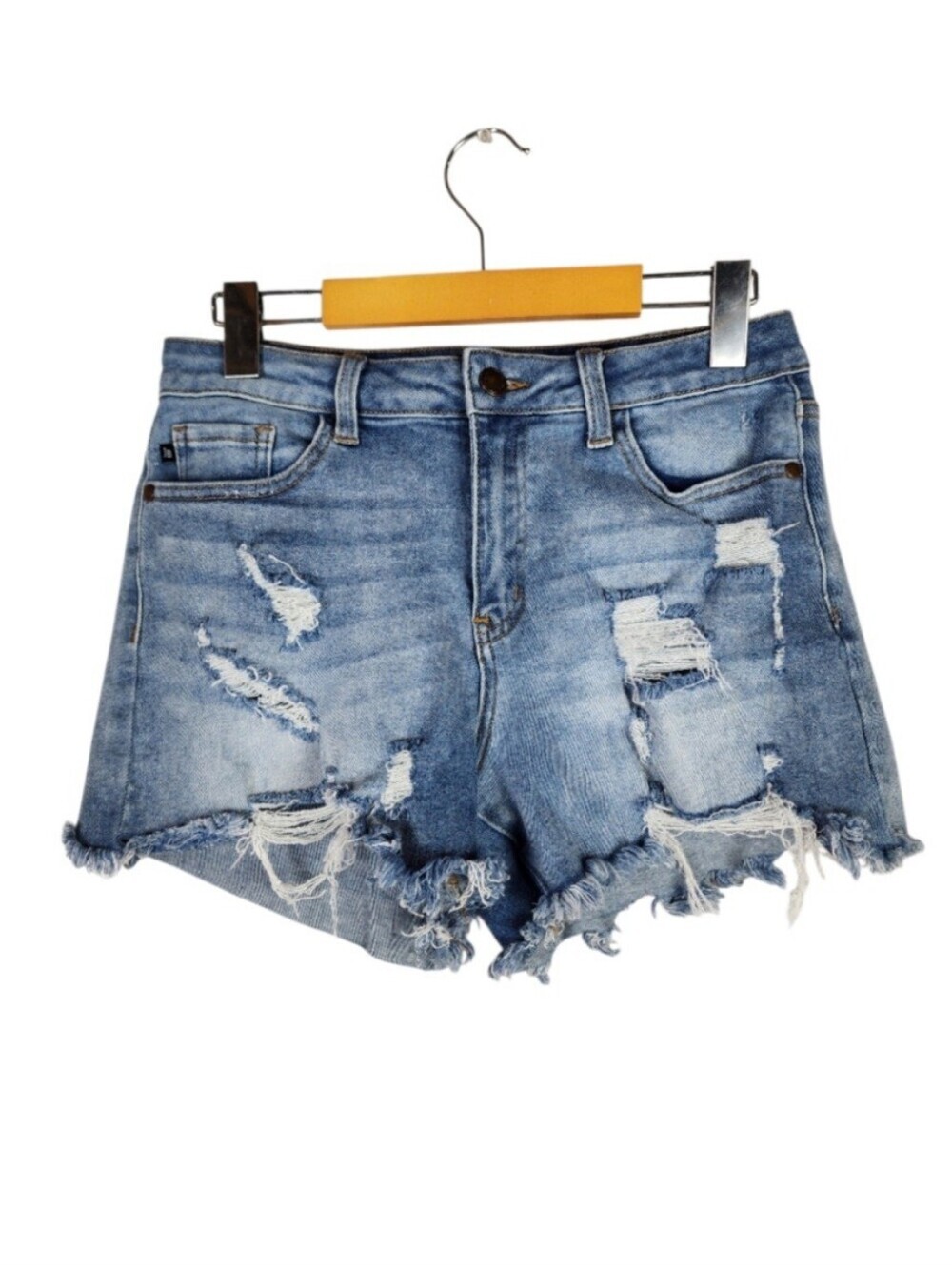 Judy Blue JB1555 Distressed Denim Jean Shorts Raw Hem Light Wash Size Medium